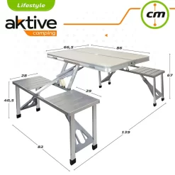 Aktive Folding Camping Table With Benches 139x82x67 Cm -Pool Supplies Store aktive folding camping table with benches 139x82x67 cm 6