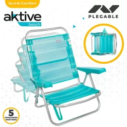 Aktive Folding Chair Multi-Position Aluminium 61x43x82 Cm -Pool Supplies Store aktive folding chair multi position aluminium 61x43x82 cm 2