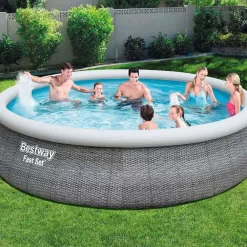 Bestway Fast Set Rattan 457x107 Cm Round Inflatable Pool -Pool Supplies Store bestway fast set rattan 457x107 cm round inflatable pool 6
