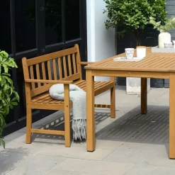 Milan FSC Eucalyptus Bench 118.4x51.90x79.9cm -Pool Supplies Store chillvert milan fsc eucalyptus bench 118.4x51.90x79.9cm 2