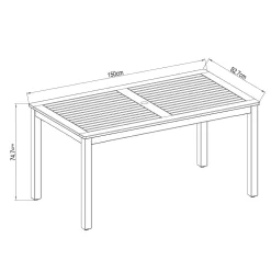 Milan FSC Eucalyptus Rectangle Table 150x83x74cm -Pool Supplies Store chillvert milan fsc eucalyptus rectangle table 150x83x74cm 4
