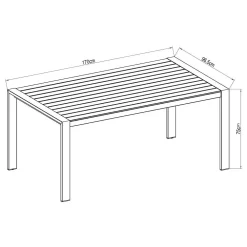 Napoles Aluminium Rectangle Table 190x96.5x75cm -Pool Supplies Store chillvert napoles aluminium rectangle table 190x96.5x75cm 4