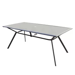 Palermo Steel And Glass Rectangle Table 180x90x73cm