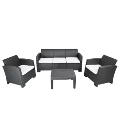 Salerno Resin Garden Furniture Set Ratan-Effect