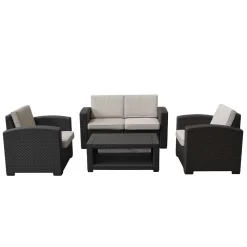 Trento Resin Garden Furniture Set Ratan-Effect