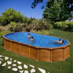Amazonia Oval Steel Pool Wood Aspect 730x375x132 Cm