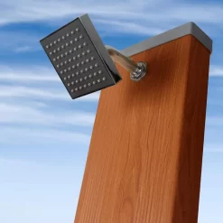 GRE Square Solar Shower Aluminium Woodlike -Pool Supplies Store gre square solar shower aluminium woodlike 3