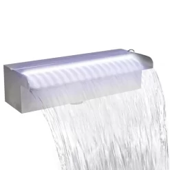 VIDAXL Rectangular Waterfall Pool Fountain With Leds Stainless Steel 30 Cm
